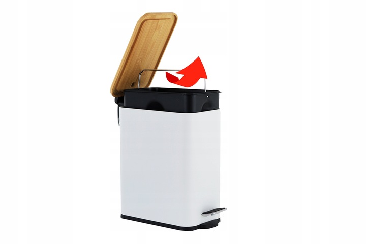 Kosz na śmieci łazienkowy 5l bambus WOLNY OPAD do wc łazienki kuchni biały