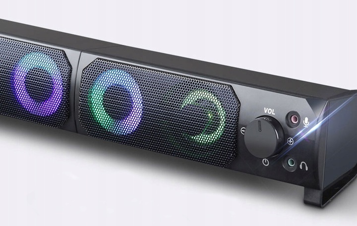 GŁOŚNIKI KOMPUTEROWE BLUETOOTH SOUNDBAR 2.0 6W USB 5V DC LED RGB 2w1 ZESTAW