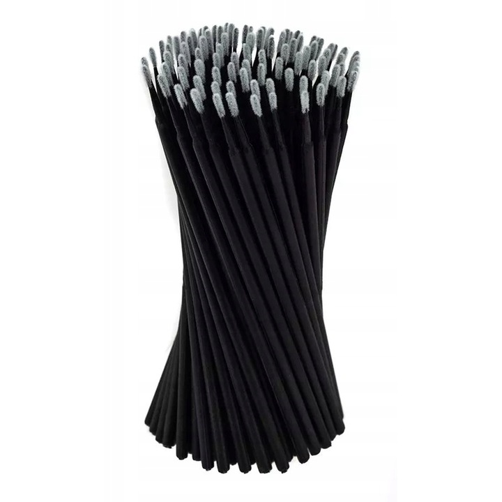 MIKRO APLIKATORY DO RZĘS BEZWŁÓKIENKOWE W TUBIE MICROBRUSH CZARNE 100 sztuk