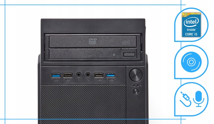 Komputer Stacjonarny Intel Core i5 8GB 500HDD Windows 10 Pro DVD Wydajny