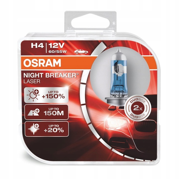 Osram Żarówki Samochodowe Halogenowe Night Breaker H4 NL 150% +150M