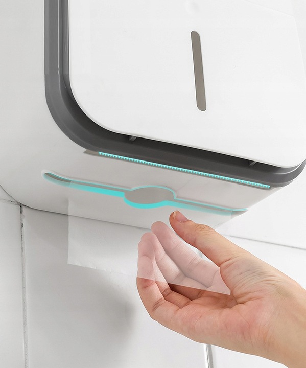 UCHWYT POJEMNIK NA PAPIER TOALETOWY + SZUFLADKA NA CHUSTECZKI PÓŁKA WC