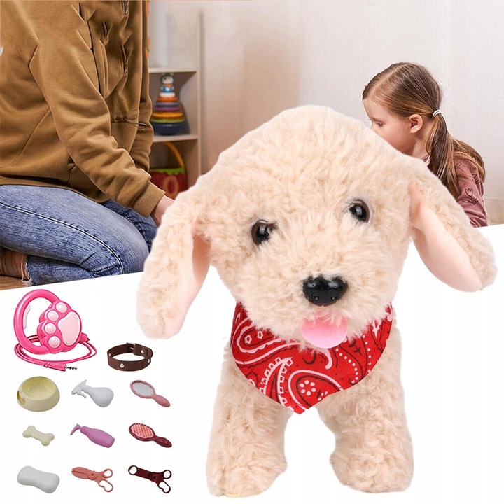 PIESEK INTERAKTYWNY NA SMYCZY ZABAWKA DLA DZIECI PIES CHODZI SZCZEKA