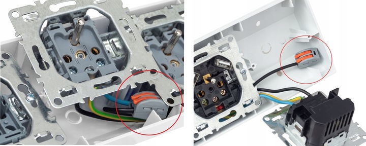 GNIAZDO PODWÓJNE MEBLOWE NAROŻNE BIURKOWE KUCHENNE BLATOWE USB TYP C BIAŁE