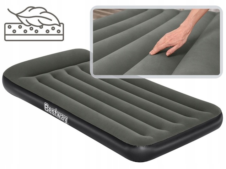 Materac Dmuchany Welurowy Jednoosobowy Łóżko 188x99x30 Bestway MODEL 2025