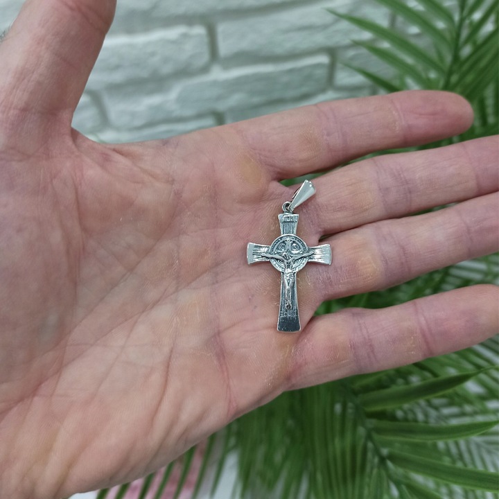 Krzyżyk srebrny oksydowany św.benedykt pr.925