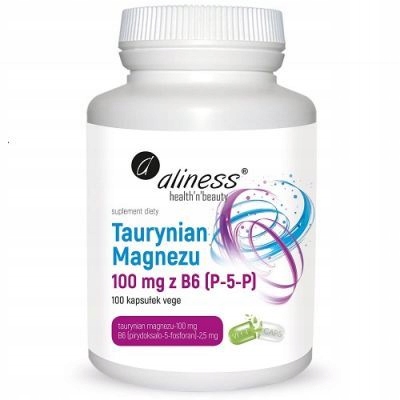 Aliness Taurynian Magnezu 100mg B6 (P-5-P) STRES SKURCZE MIĘŚNI VEGE 100k