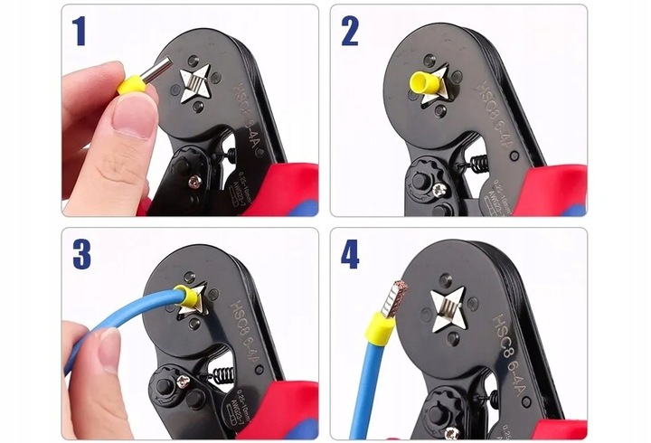 ZACISKARKA PRASKA KONEKTORÓW TULEJEK KOŃCÓWEK KABLI PRZEWODÓW ZESTAW x1200