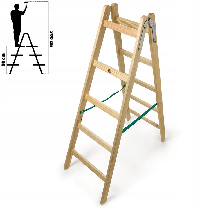 DRABINA DREWNIANA MALARSKA ROZSTAWNA 2x5 SZCZEBLI DWUSTRONNA 150kg