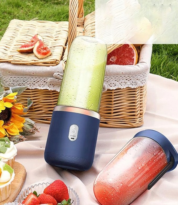 BLENDER KIELICHOWY PRZENOŚNY BEZPRZEWODOWY KEMPING 400ML 2 KUBKI