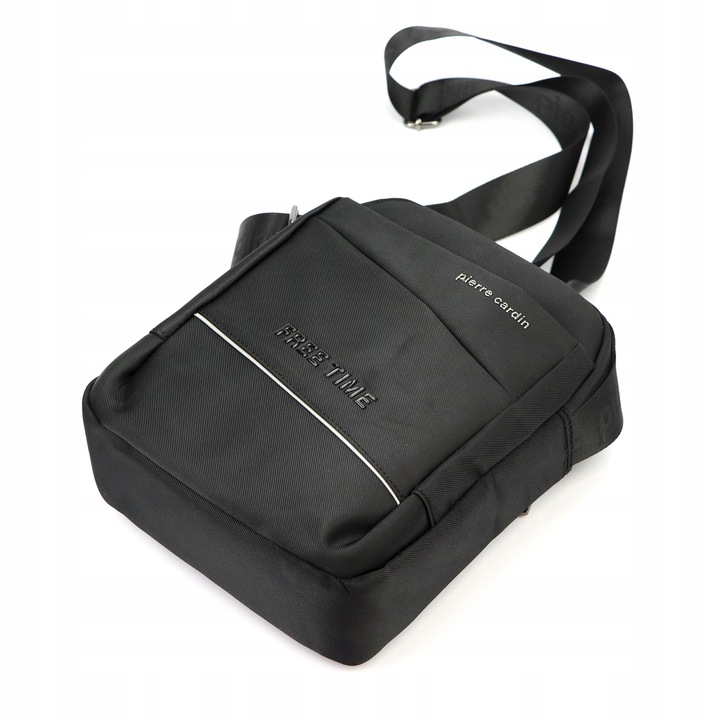 Pierre Cardin Torba MESKA Czarna Materialowa na PASKU Listonoszka Pojemna