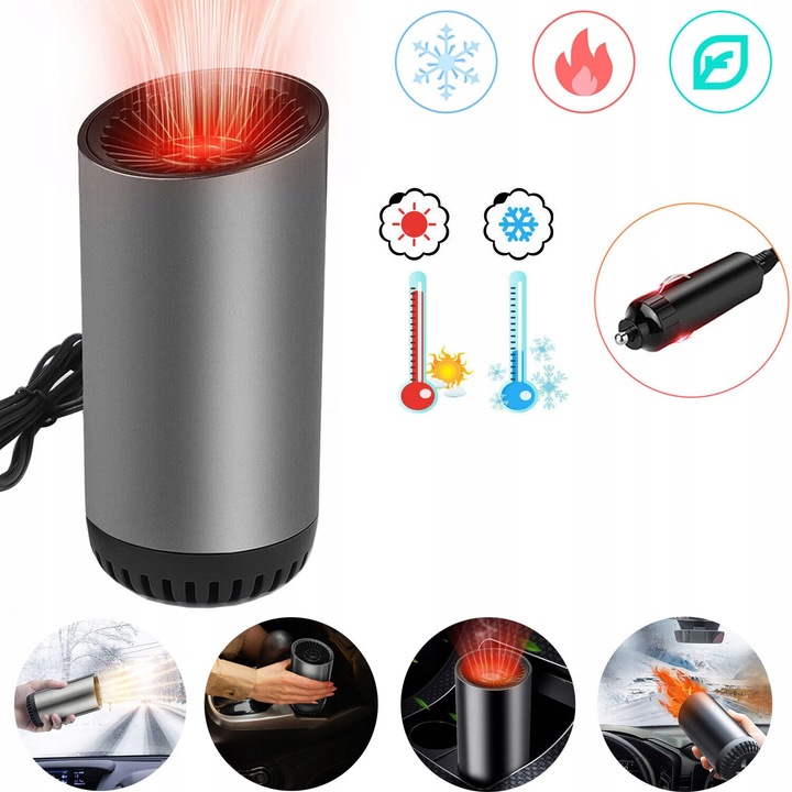 GRZEJNIK SAMOCHODOWY PRZENOŚNY TERMOWENTYLATOR DO ROZMRAŻANIA SZYB AUTO