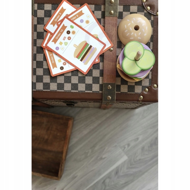 WOOPIE GREEN Drewniany Burger Układanka Klocki Kanapka Karty Klocki 15