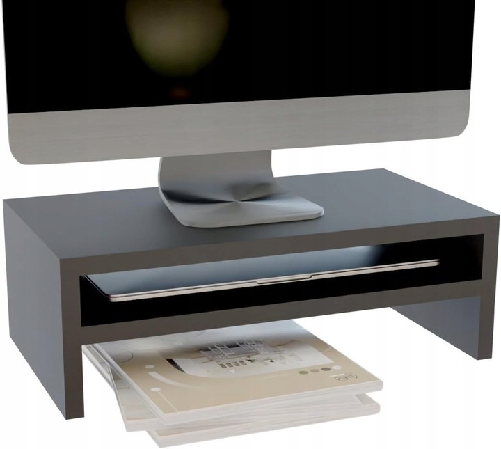PODSTAWKA POD MONITOR Z PÓŁKĄ NA BIURKO NADSTAWKA PODNOSI EKRAN O 14 CM