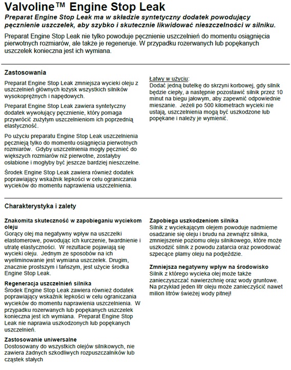 Valvoline Engine Stop Leak 300ml