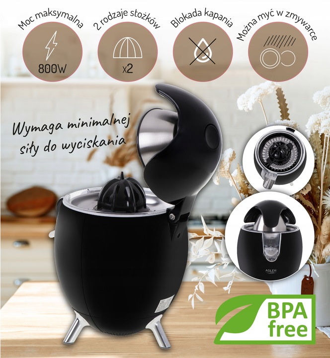Wyciskarka do cytrusów Adler AD 4013b czarny 800 W