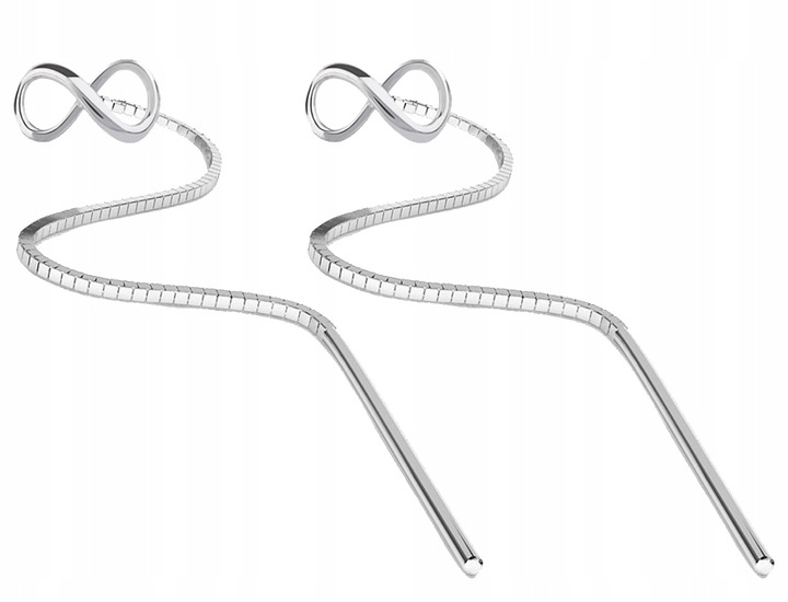 KOLCZYKI SREBRNE 925 WISZĄCE NA PREZENT DŁUGIE PRZEWLEKANE NIESKOŃCZONOŚĆ