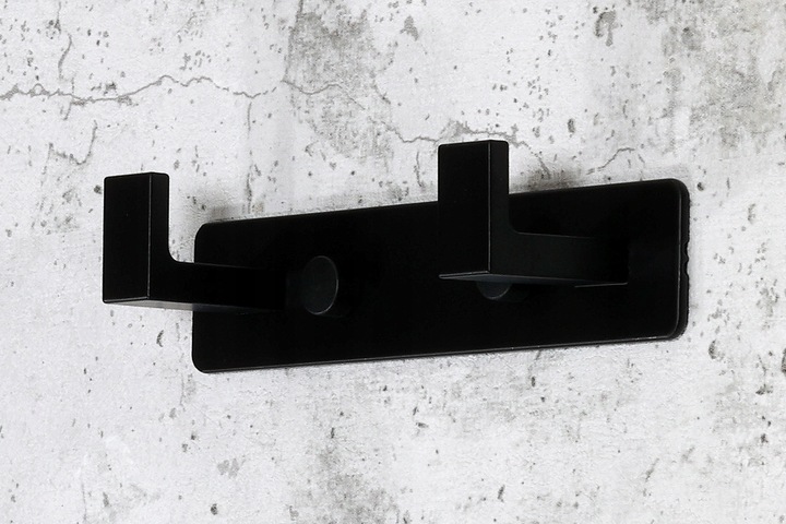 HACZYK WIESZAK NA RĘCZNIKI ŁAZIENKOWY CZARNY PROSTY LOFT SOLIDNY PODWÓJNY