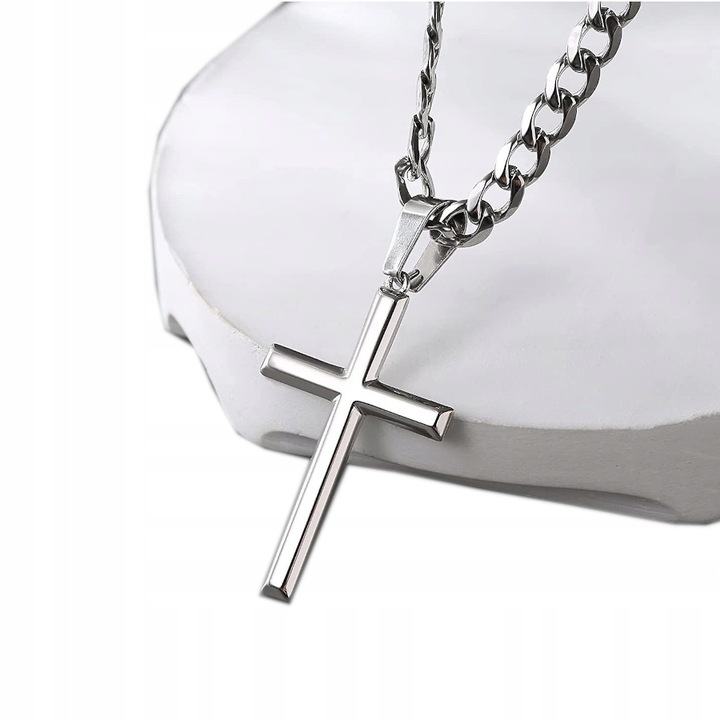 Męski KRZYŻYK SREBRNY z ŁAŃCUSZKIEM + GRATIS Łańcuch WŁOSKI Krzyż PEŁNY