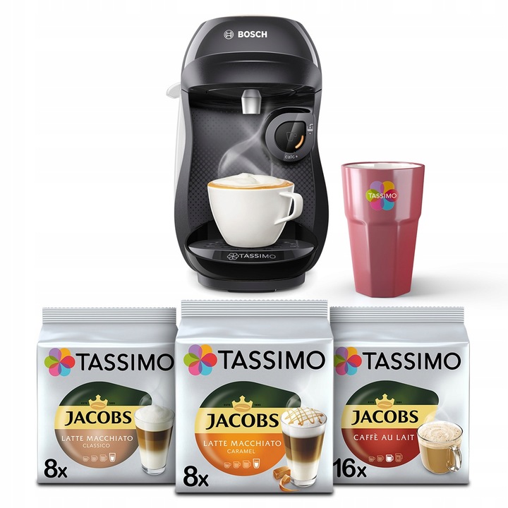 Ekspres na kapsułki Bosch Tassimo Happy czarny +3x Tassimo + kubek GRATIS!