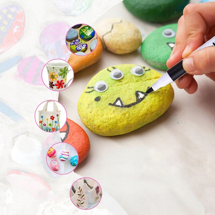 MARKERY AKRYLOWE 24 KOLORY PISAKI FLAMASTRY DO KAMIENI DREWNA TKANIN SZKŁA