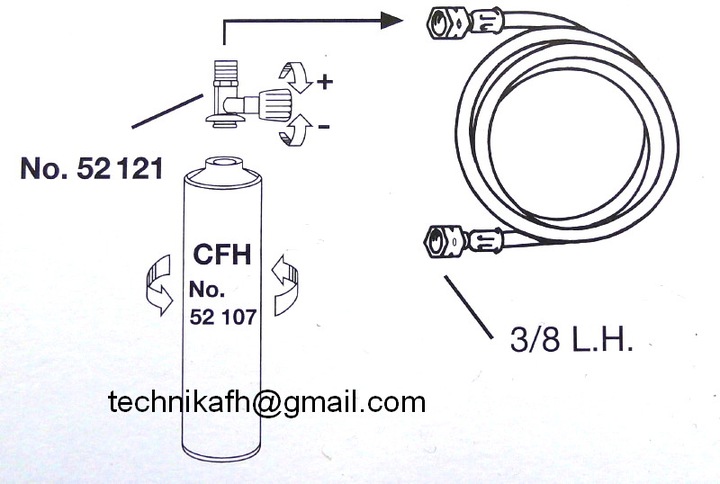 REDUKCJA DO NAPEŁNIANIA KARTUSZY Z ZAWORKIEM 7/16 - 3/8 PROPAN BUTAN