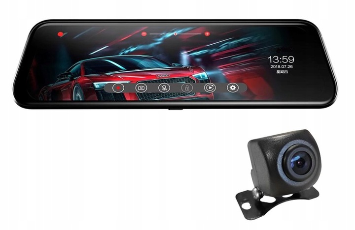 KAMERA DO SAMOCHODU 9,66 PRZÓD TYŁ REJESTRATOR JAZDY W LUSTERKU WIDEO 10