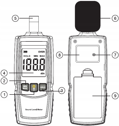 SONOMETR DECYBELOMIERZ CYFROWY MIERNIK NATĘŻENIA POZIOMU DŹWIĘKU HAŁASU LCD