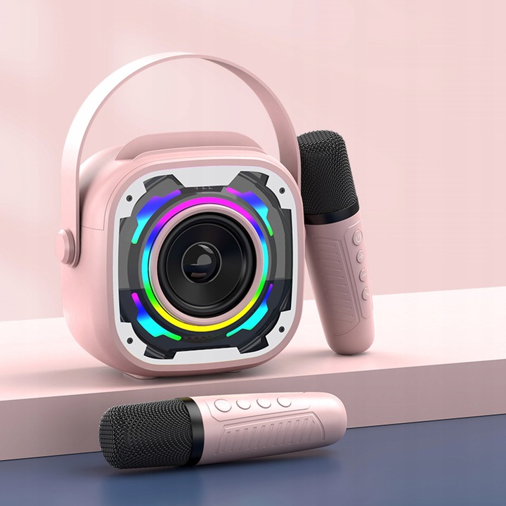 BEZPRZEWODOWY ZESTAW DO KARAOKE GŁOŚNIK BLUETOOTH + 2 MIKROFONY NA PREZENT