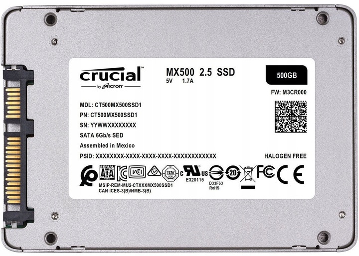 Dysk CRUCIAL MX500 500GB SSD