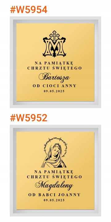 Złoty Medalik z Łańcuszkiem Matka Boska pr. 585 na Pamiątkę Chrztu Świętego