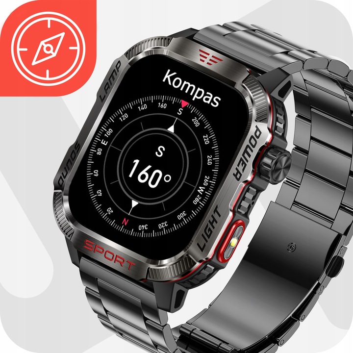 SMARTWATCH MĘSKI MILITARNY ZEGAREK POLSKIE MENU ROZMOWY 600 MAH SMART WATCH