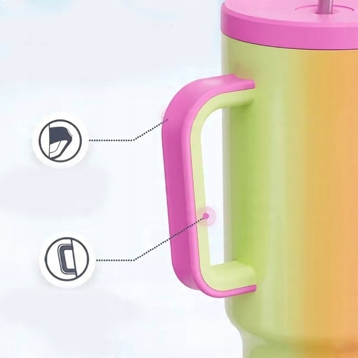 Kubek Termiczny TERMOS Dla Kobiet Na Kawę Herbatę Ze Słomką Duży 1,1L 07F