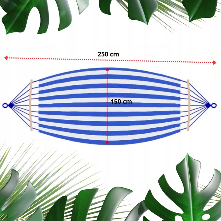 HAMAK OGRODOWY DWUOSOBOWY XXL 2 Osobowy Turystyczny Z DRĄŻKIEM DUŻY 250x150