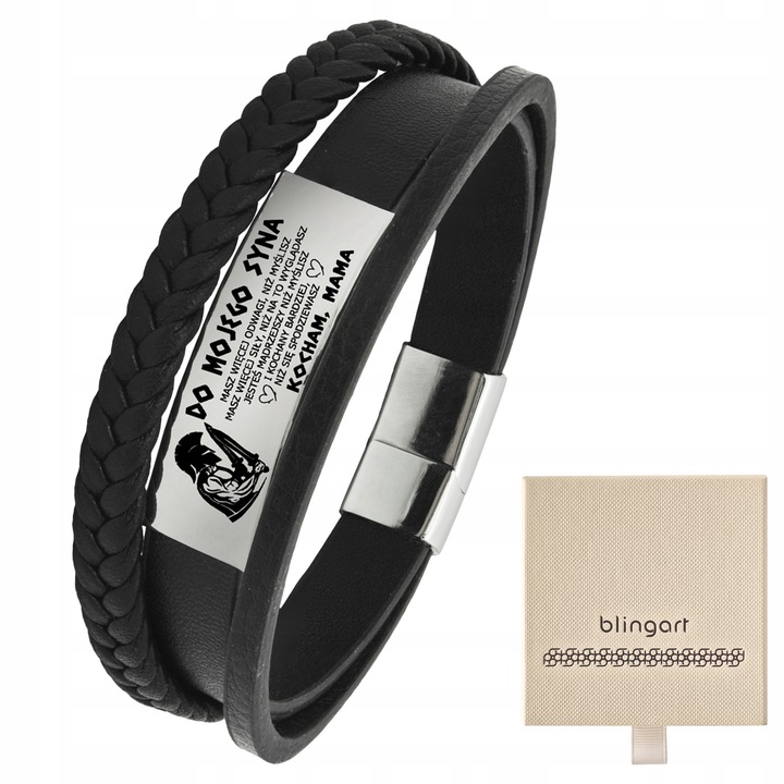 Bransoletka dla Syna z grawerem Prezent na Dzień Dziecka pleciona BLINGART