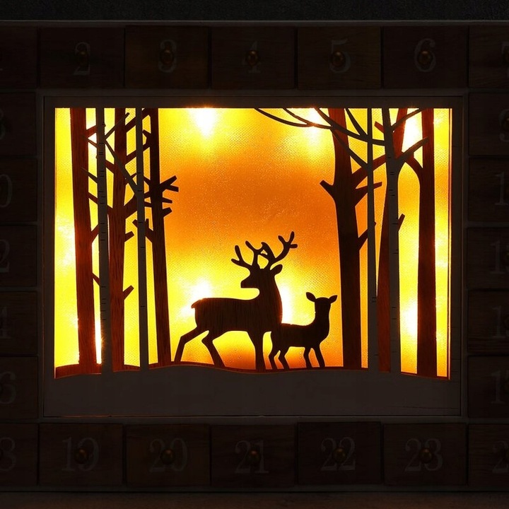 KALENDARZ DREWNIANY ADWENTOWY KRAJOBRAZ LED