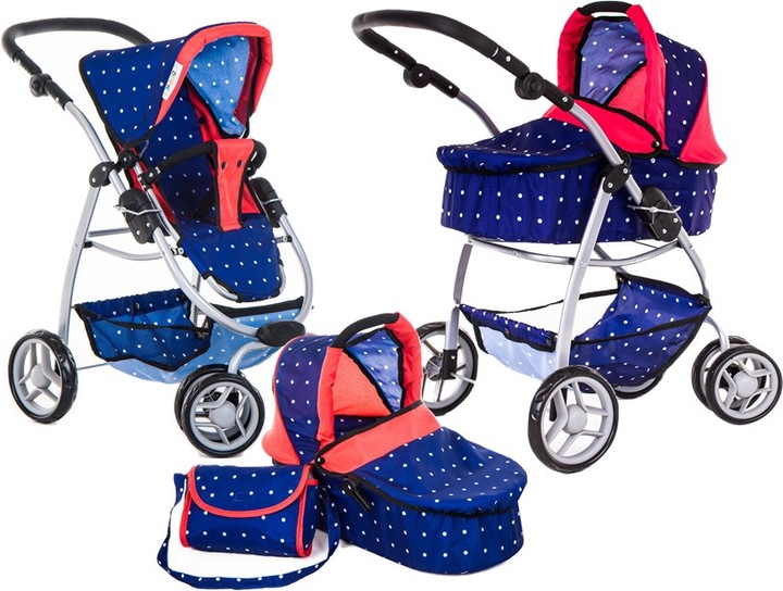 Doris DUŻY WÓZEK DLA LALEK GŁĘBOKI SPACEROWY 4w1