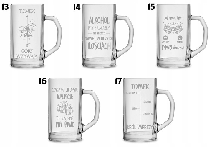 Duży kufel do piwa na prezent z grawerem 640ml logo tekst urodziny