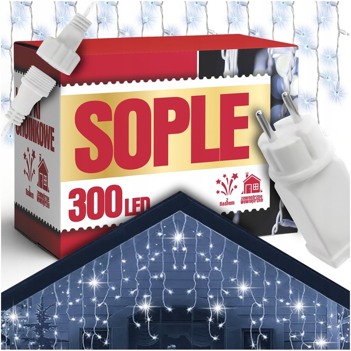 SOPLE LAMPKI CHOINKOWE 300 LED 14,5 M ZEWNĘTRZNE ŚWIĄTECZNE ŚWIATEŁKA FLASH
