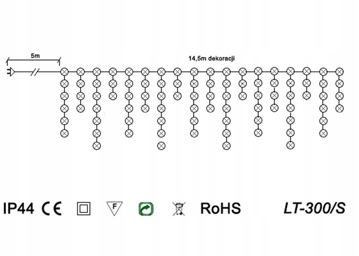 KURTYNA SOPLE 300LED 15m ZEWNĘTRZNE TIMER NIEBIESK