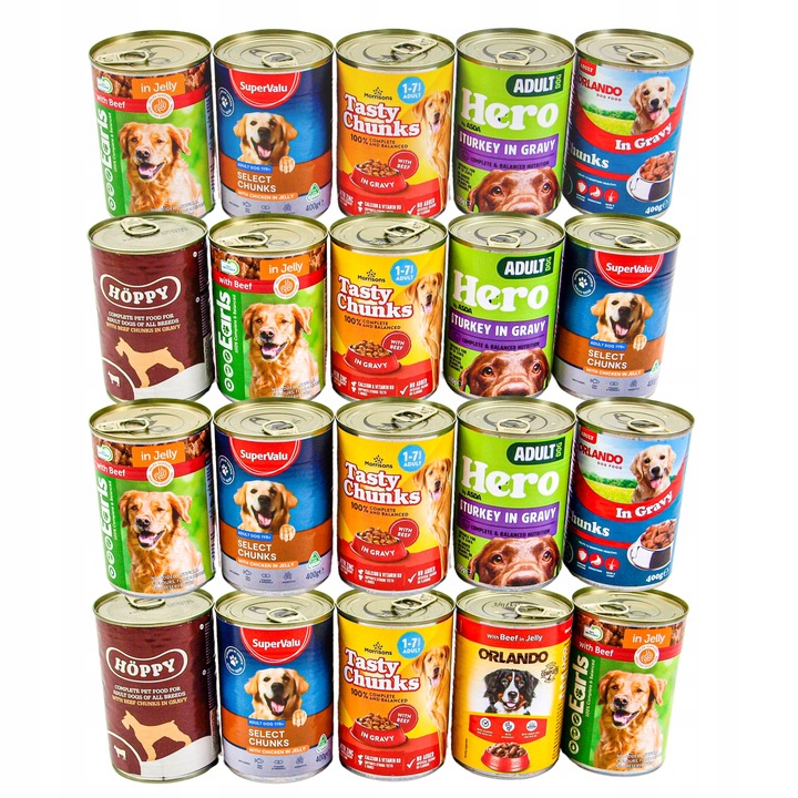 Karma mokra dla psa Puszka Duży Pakiet Mieszany Mix smaków 20 szt x 400g