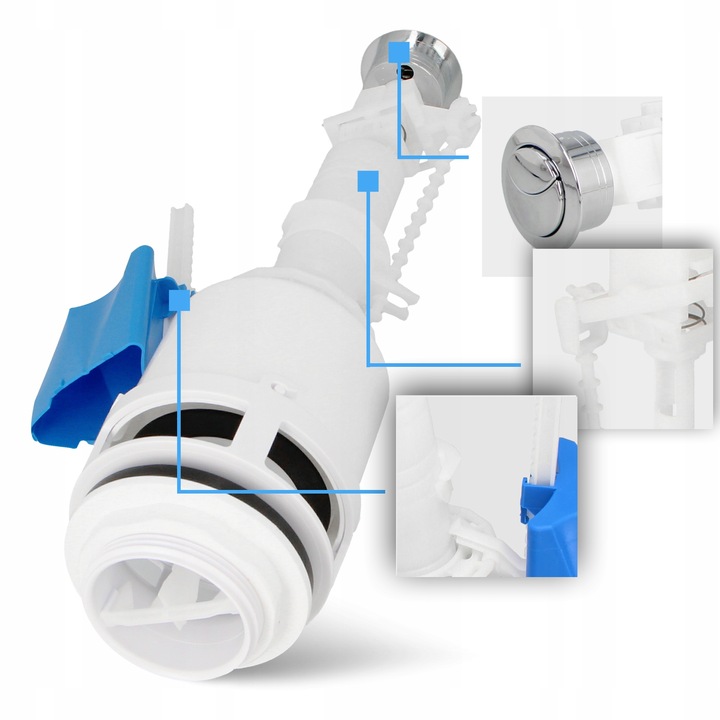 ZAWÓR SPUSTOWY SPŁUCZKI Uniwersalny DWUFUNKCYJNY Przycisk Spłukujący WC T1