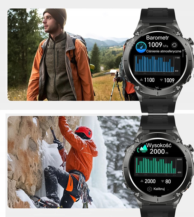 SMARTWATCH MĘSKI ZEGAREK GPS 730 MAH KOMPAS ROZMOWY LATARKA AMOLED PL