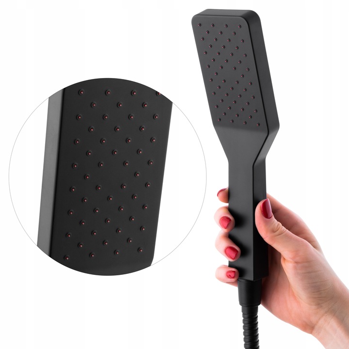 Bateria wannowa ścienna z prysznicem czarna kran do wanny wąż słuchawka