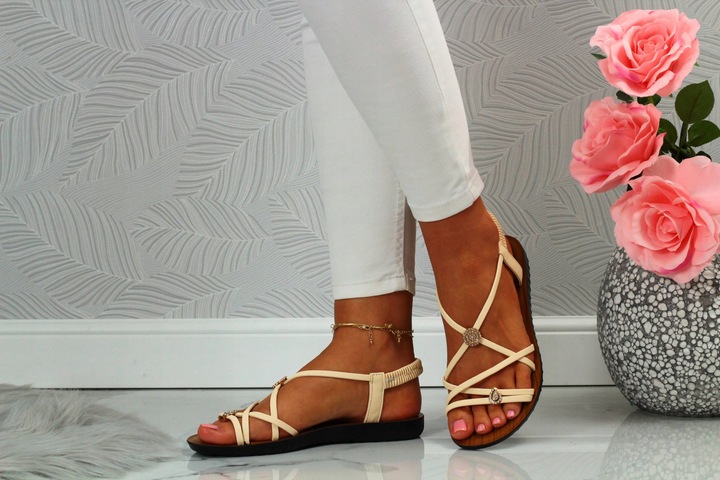 DAMSKIE SANDAŁY ELEGANCKIE NA LATO PŁASKIE