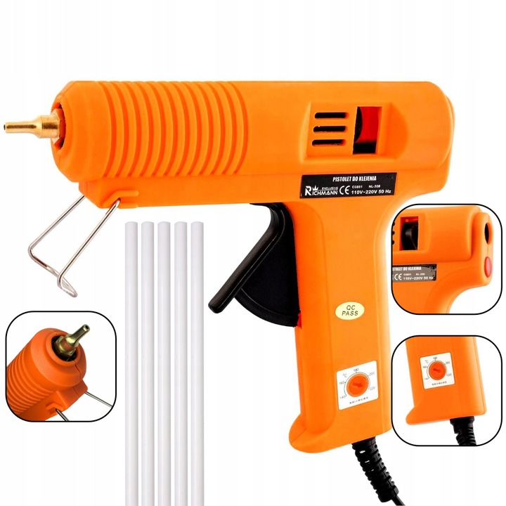 PISTOLET DO KLEJU NA GORĄCO 150W Z REGULACJĄ TEMPERATUR 5 STOPNIOWY + KLEJ