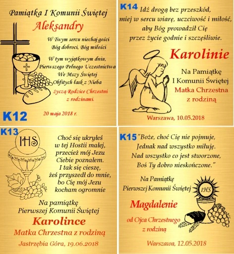 Łańcuszek Złoty 333 Krzyżyk Chrzest Komunia Grawer