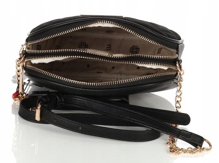 MONNARI Efektowna torebka listonoszka na pasku z łańcuszkiem Zamsz