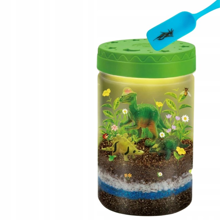 DINOZAUR OGRÓD TERRARIUM PROJEKTOR LAMPKA NOCNA PIASEK NAKLEJKI ROŚLINY