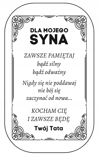 Srebrny Nieśmiertelnik Grawer Prezent dla Syna od Taty Naszyjnik Męski BOX